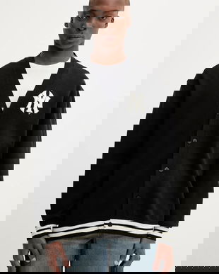 New Era cardigan din amestec de lână culoarea negru, 60684475