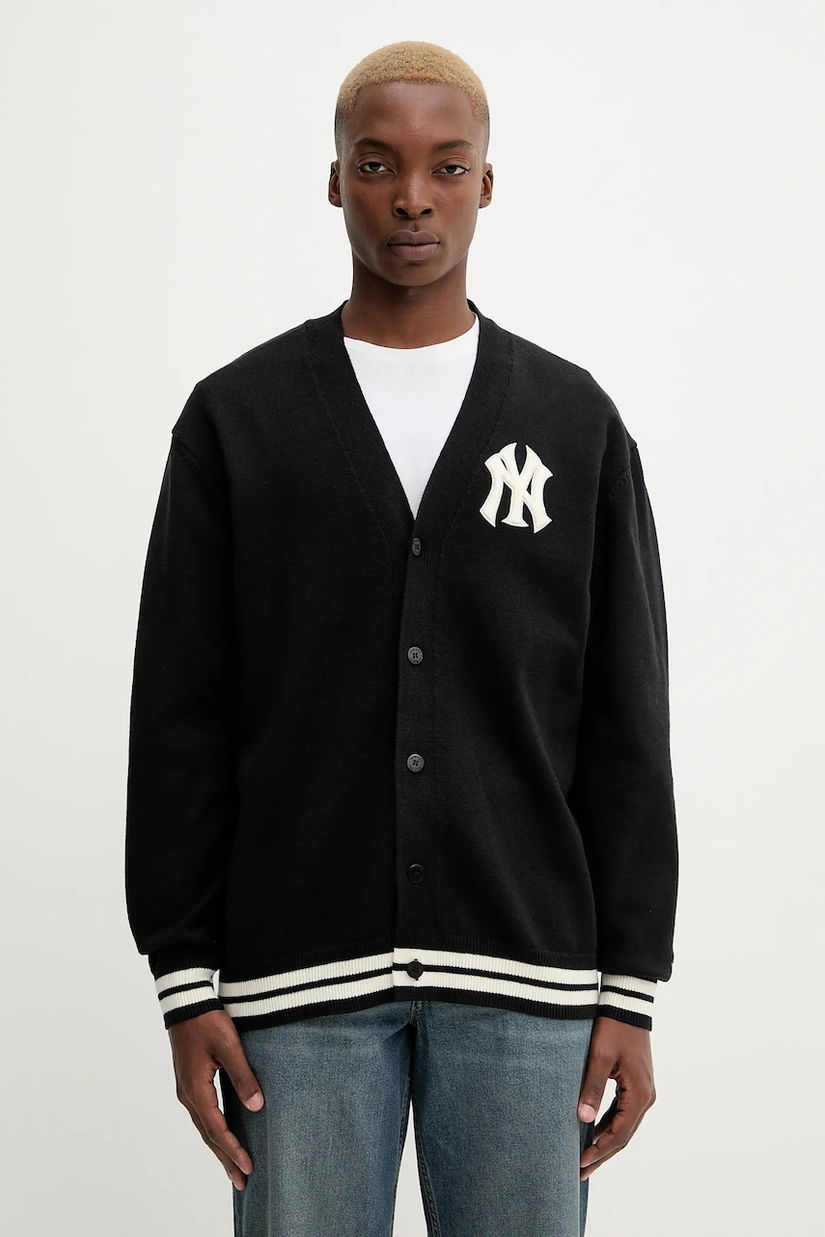 New Era cardigan din amestec de lână culoarea negru, 60684475