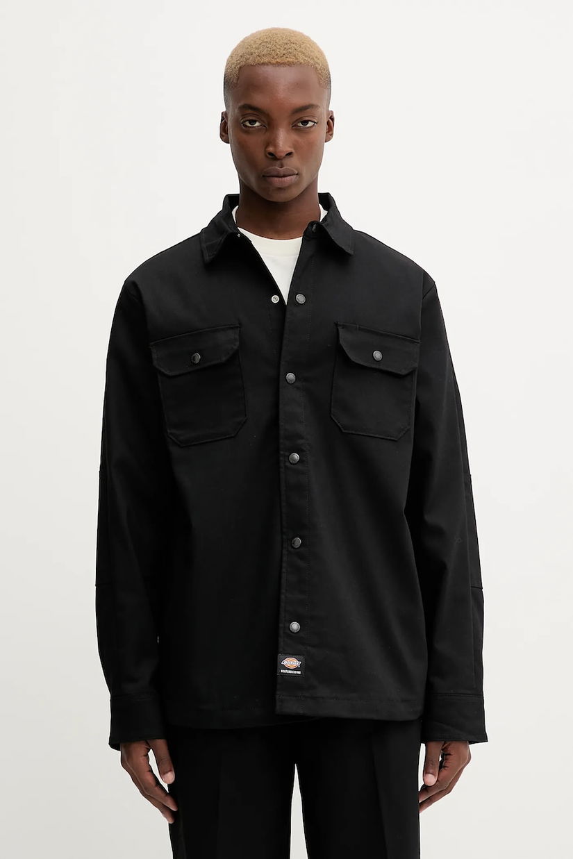 Dickies cămașă culoarea negru, cu guler clasic, regular, DK0A8673