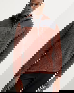 Jack Wolfskin hanorac KAMMWEG PILE culoarea maro, cu glugă, uni, 1711271