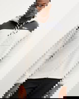 Jack Wolfskin hanorac KAMMWEG PILE culoarea bej, cu glugă, uni, 1711271