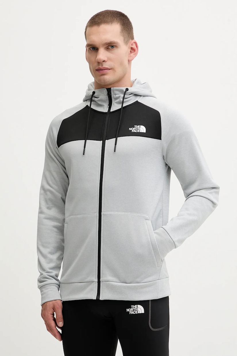 The North Face hanorac de antrenament Reaxion culoarea gri, cu glugă, uni, NF0A8CNPEEI1