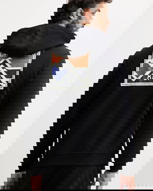 Napapijri bluză B-Guide culoarea negru, cu glugă, cu imprimeu, NP0A88V49411