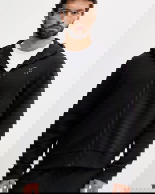 On hanorac de antrenament Focus Tech culoarea negru, cu glugă, cu imprimeu, 1MF30300553