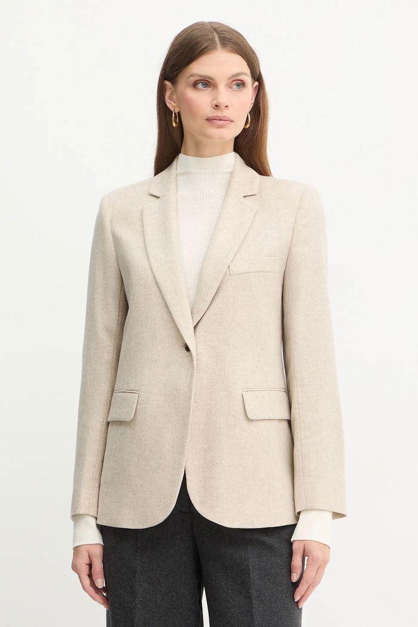 Marella jachetă cu lână Emme by Marella culoarea bej, un singur rând de nasturi, melanj, 2525046072200