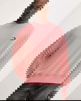 Tommy Jeans hanorac de bumbac culoarea roz, cu imprimeu, DM0DM22079