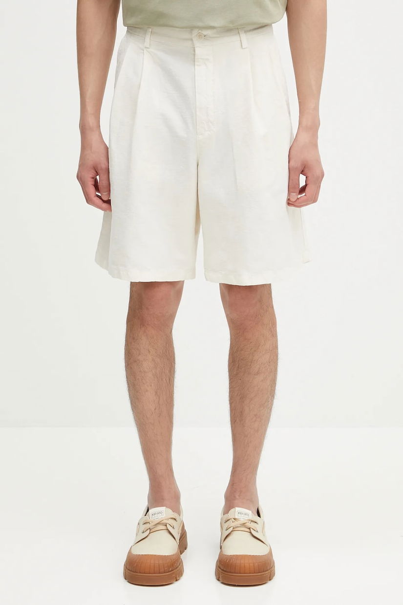 Norse Projects pantaloni scurți din amestec de in Benn Cotton Linen Shorts culoarea bej, N35.0617.0219