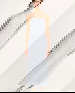 Samsoe Samsoe rochie SALAZIO culoarea gri, maxi, drept, F25200087