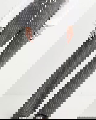 Marella pantaloni Emme by Marella culoarea gri, lat, high waist, 2525786022200