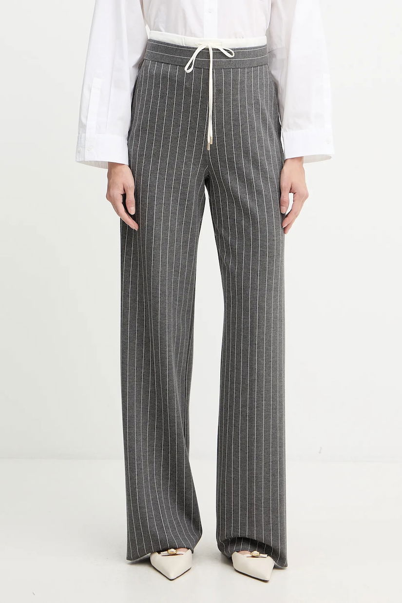 Marella pantaloni Emme by Marella culoarea gri, lat, high waist, 2525786022200