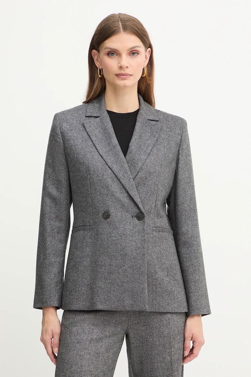 Marella jachetă cu lână Emme by Marella culoarea gri, un singur rând de nasturi, melanj, 2525046082200