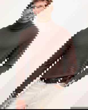 Mos Mosh pulover din amestec de lână ADAM culoarea maro, light, cu guler, 503343