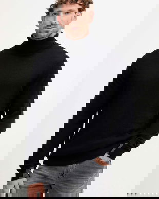 Mos Mosh pulover din amestec de lână ADAM culoarea negru, light, cu guler, 503343