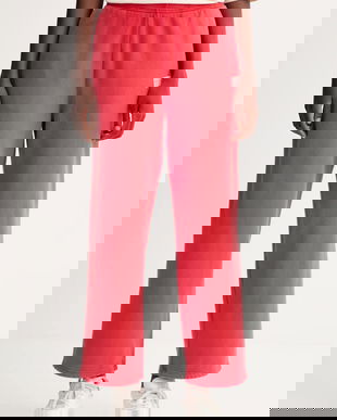 American Vintage pantaloni de trening din bumbac culoarea roșu, uni, PLI05B