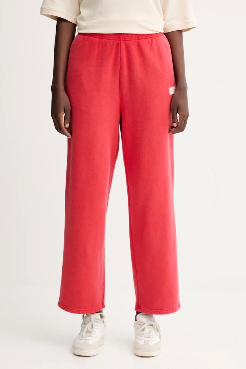 American Vintage pantaloni de trening din bumbac culoarea roșu, uni, PLI05B