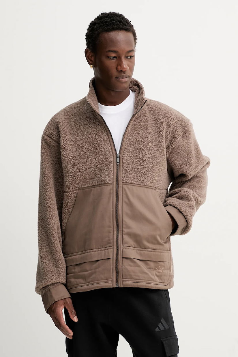 adidas Originals hanorac fleece Premium Essentials culoarea maro, uni, JW3510