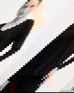 Joseph Ribkoff pulover din amestec de mătase culoarea negru, light, 254966