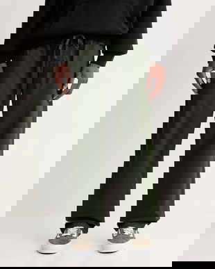 Vans pantaloni culoarea verde, drept, VN0A5FJJEMU1