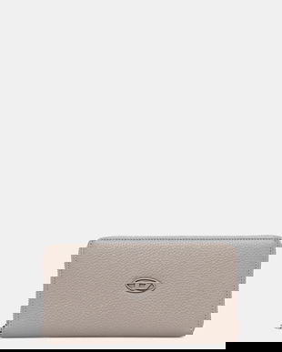 Diesel portofel de piele HISSU EVO CONTINENTAL ZIP culoarea gri, X09015.P0685