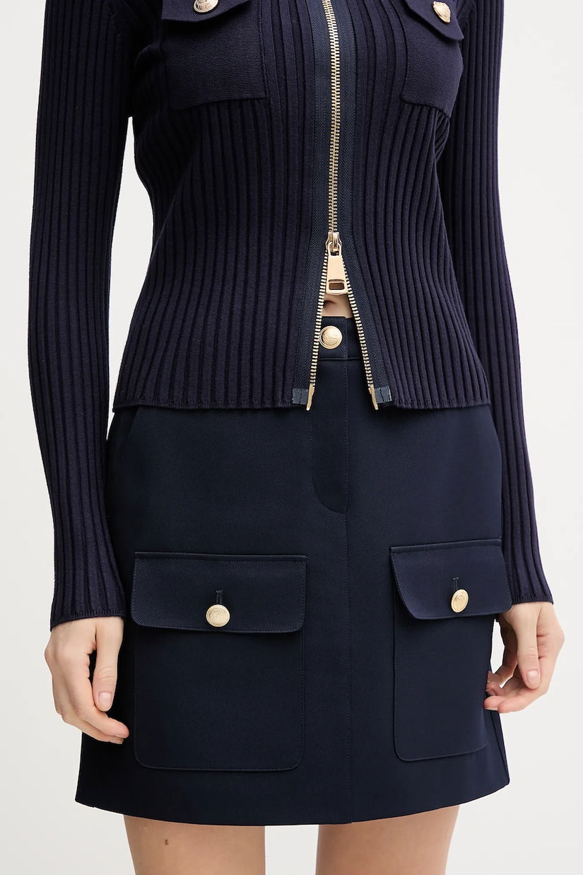 Marc Aurel fustă culoarea bleumarin, mini, drept, 2329-2020-24807