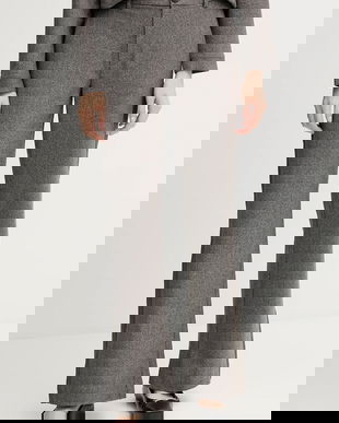 Mos Mosh pantaloni RHYS culoarea maro, lat, high waist, 174100