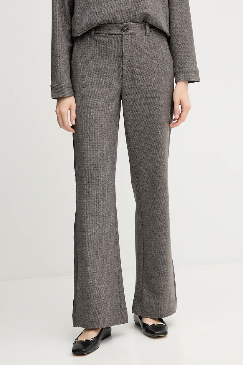 Mos Mosh pantaloni RHYS culoarea maro, lat, high waist, 174100
