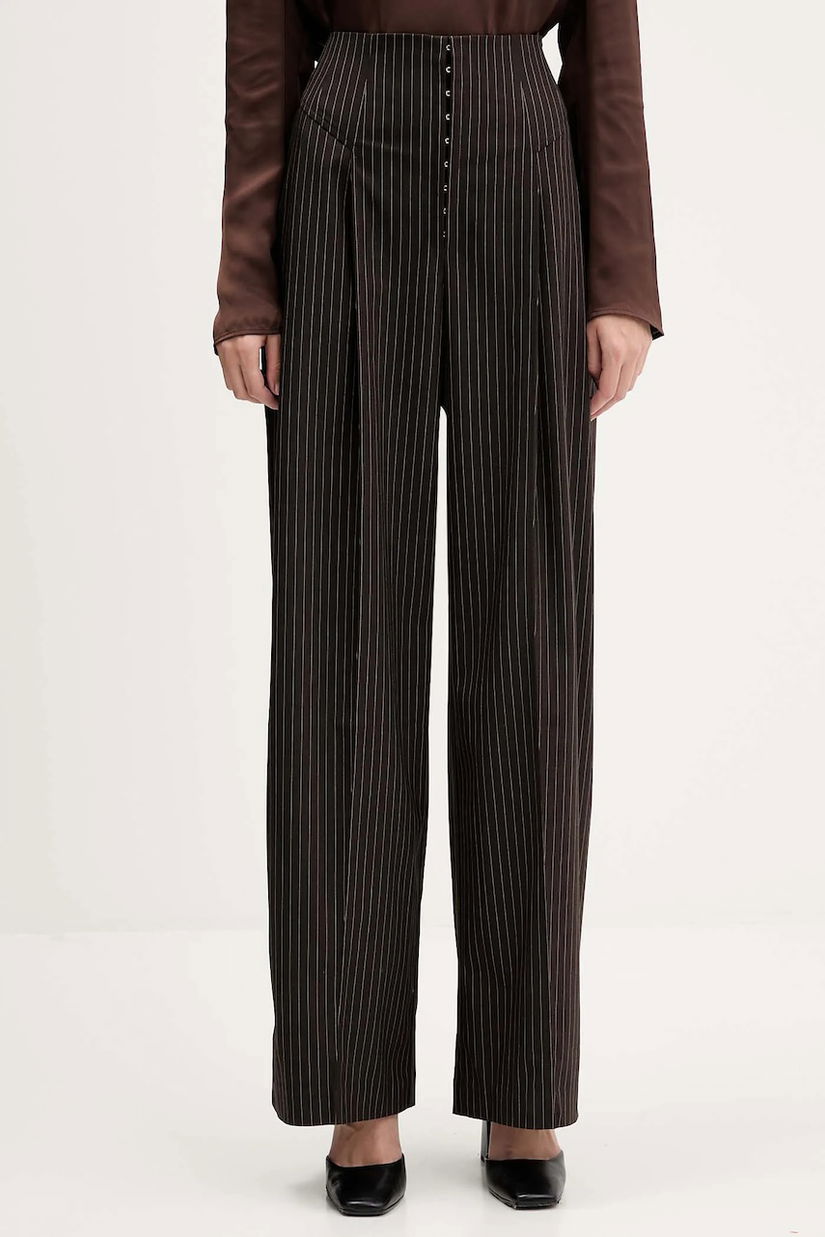Rotate pantaloni culoarea maro, lat, high waist, 1146983065