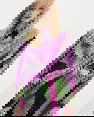 Desigual cămașă ORQUIDEA culoarea verde, cu guler clasic, relaxed, 25WWCW20