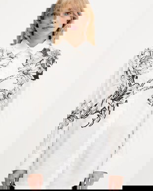 Desigual cămașă din bumbac BYN LACROIX culoarea alb, cu guler clasic, relaxed, 25WWCW07