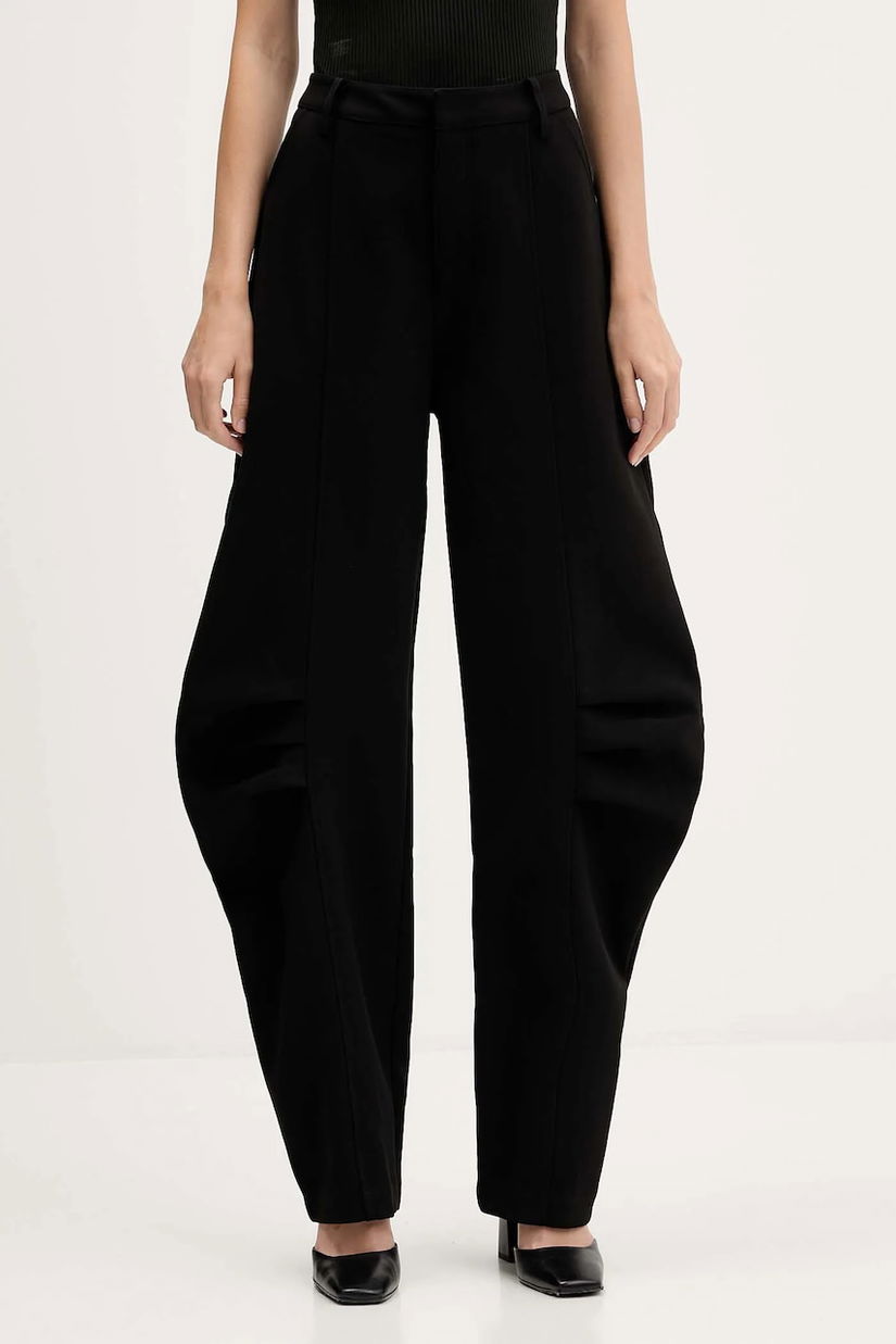 Rotate pantaloni culoarea negru, lat, high waist, 114826100