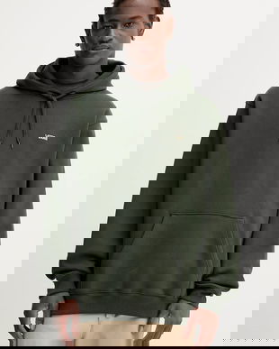 Vans hanorac de bumbac culoarea verde, cu glugă, cu imprimeu, VN000P21EMU1