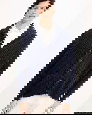 Paul&Shark cardigan din amestec de lână culoarea bleumarin, 15311248