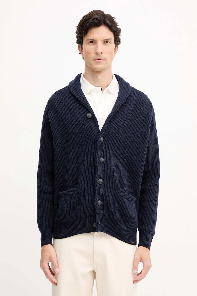 Paul&Shark cardigan din amestec de lână culoarea bleumarin, 15311248