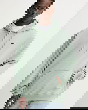 Vans hanorac de bumbac culoarea turcoaz, cu glugă, uni, VN000P58EMW1