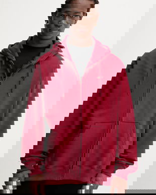 Vans hanorac de bumbac culoarea bordo, cu glugă, uni, VN000P5ABRD1