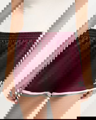 adidas Originals pantaloni scurți 3-Stripes culoarea bordo, uni, high waist, KA7738