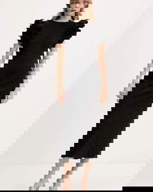 Rotate rochie culoarea negru, maxi, mulată, 114668100