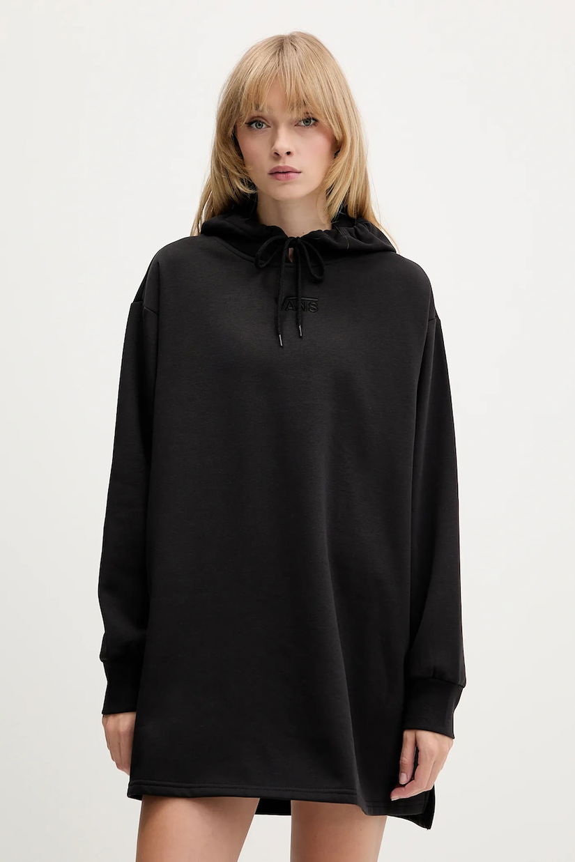Vans rochie culoarea negru, mini, oversize, VN000RD2BLK1
