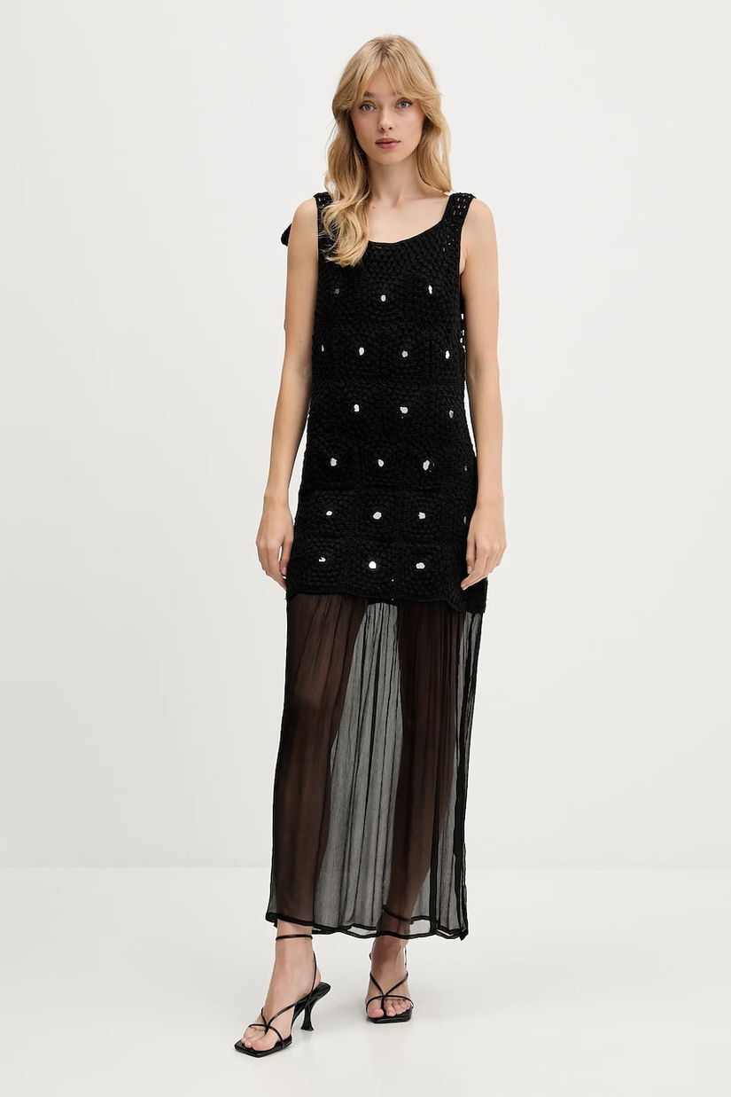 Never Fully Dressed rochie culoarea negru, maxi, mulată, NFDDR2258