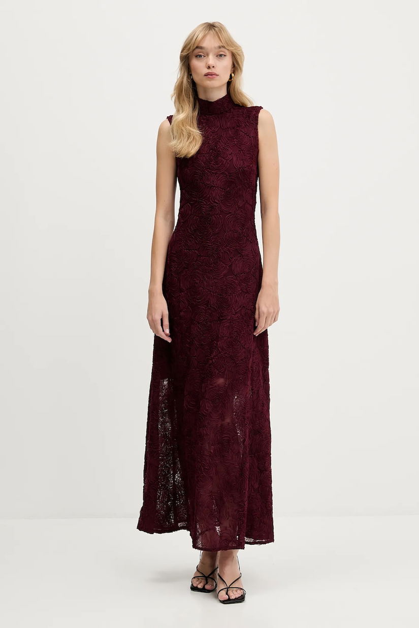 Rotate rochie culoarea bordo, maxi, evazați, 1136172734