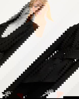 Rotate sacou culoarea negru, un singur rând de nasturi, uni, 114825100