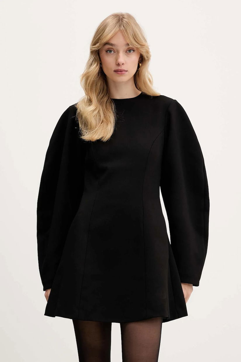 Rotate rochie culoarea negru, mini, evazați, 115194100