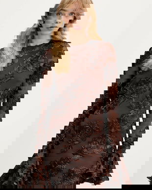 Rotate rochie culoarea maro, mini, mulată, 1146312910