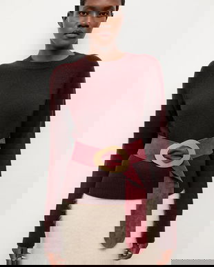 Answear.LAB curea din piele intoarsa culoarea bordo