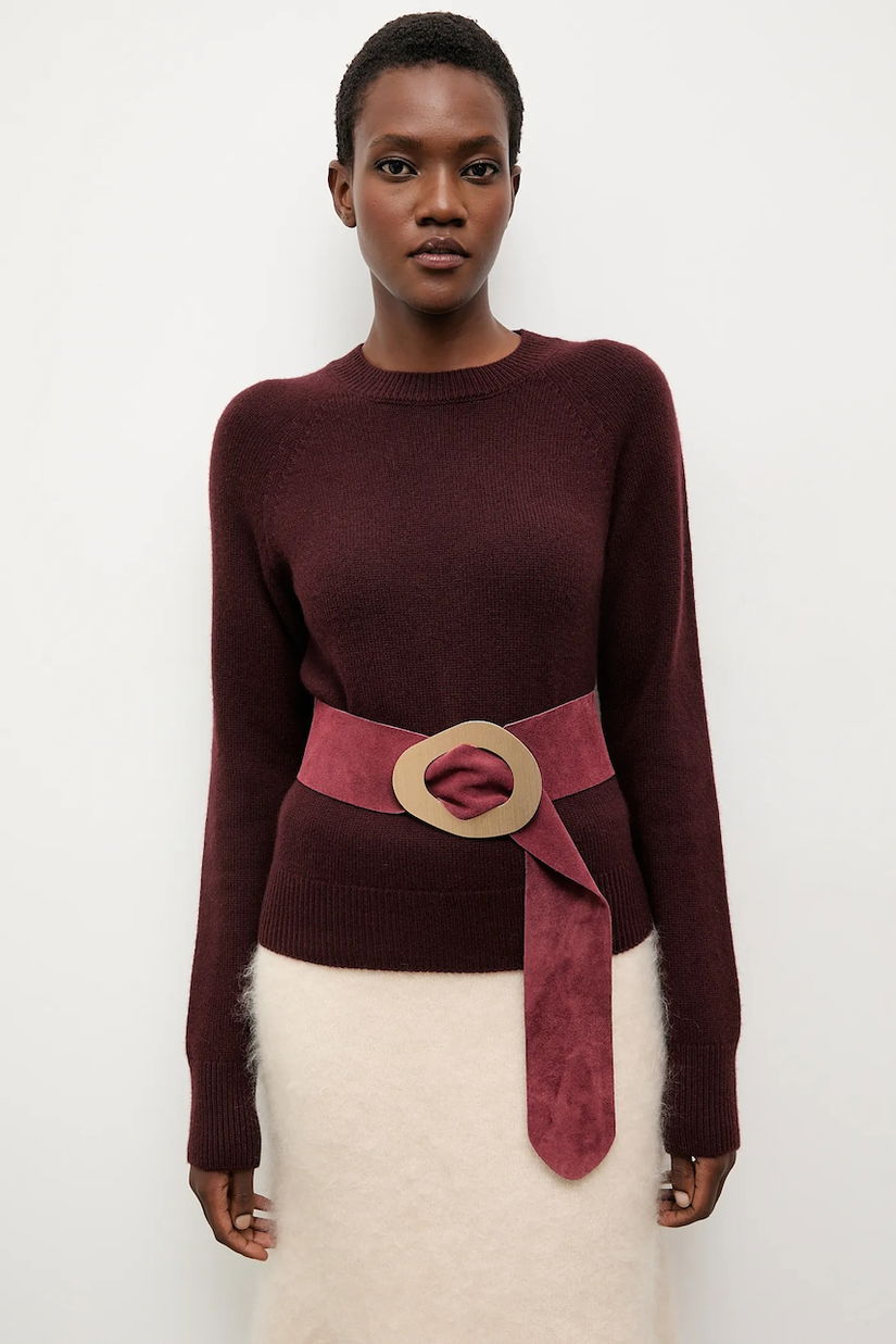 Answear.LAB curea din piele intoarsa culoarea bordo