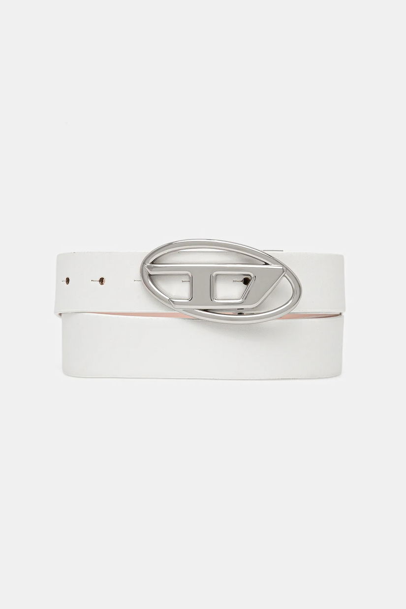 Diesel curea de piele cu două fețe OVAL D LOGO B-1DR W REV II culoarea alb, X09874.P1245