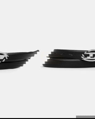 Diesel curea de piele OVAL D LOGO B-1DR STRASS 20 culoarea negru, X09972.P6364