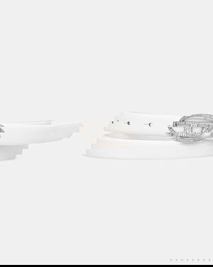 Diesel curea de piele OVAL D LOGO B-1DR STRASS 20 culoarea alb, X09972.P6364