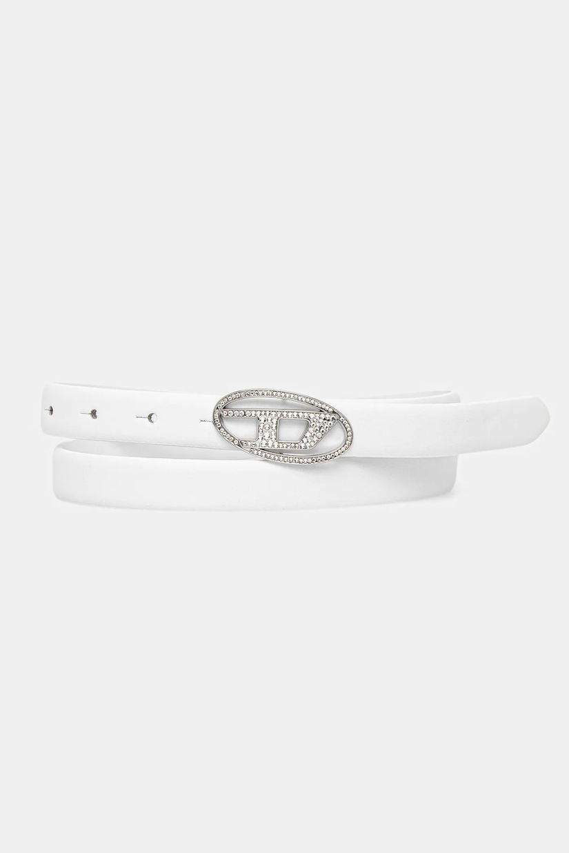 Diesel curea de piele OVAL D LOGO B-1DR STRASS 20 culoarea alb, X09972.P6364