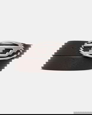 Diesel curea de piele cu două fețe OVAL D LOGO B-1DR REV II culoarea maro, X09812.P4420